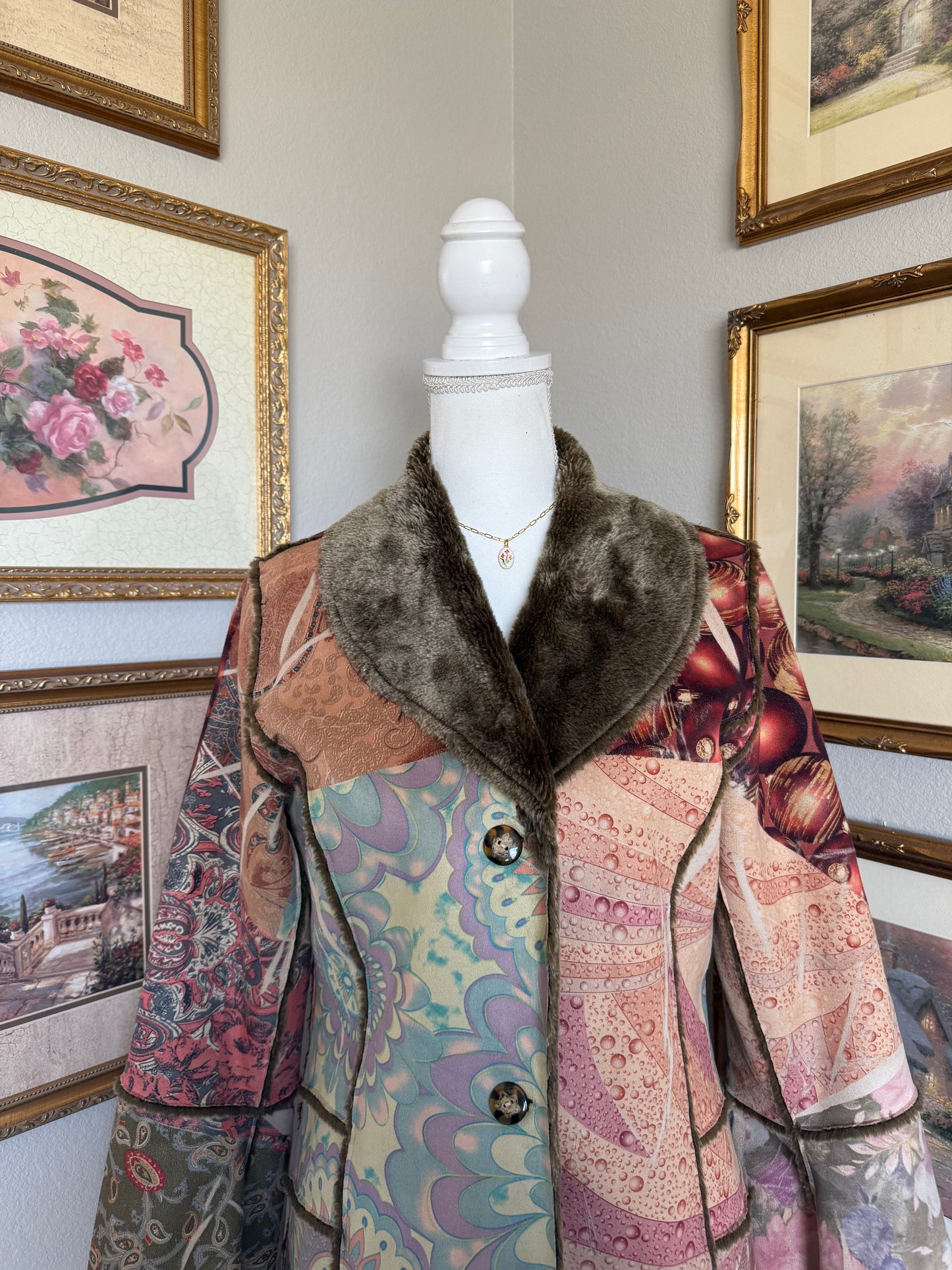 Fur Lined Colorful Coat