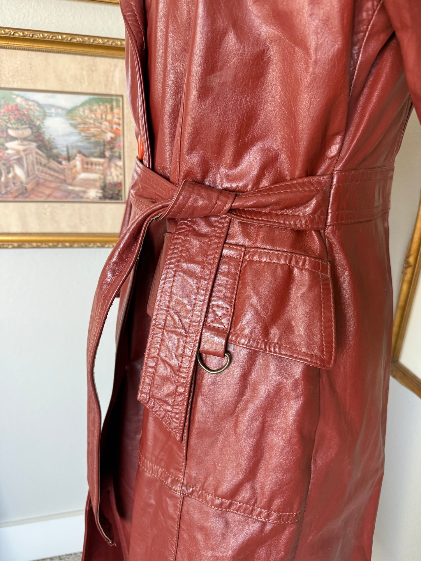 Red Leather Trench Coat