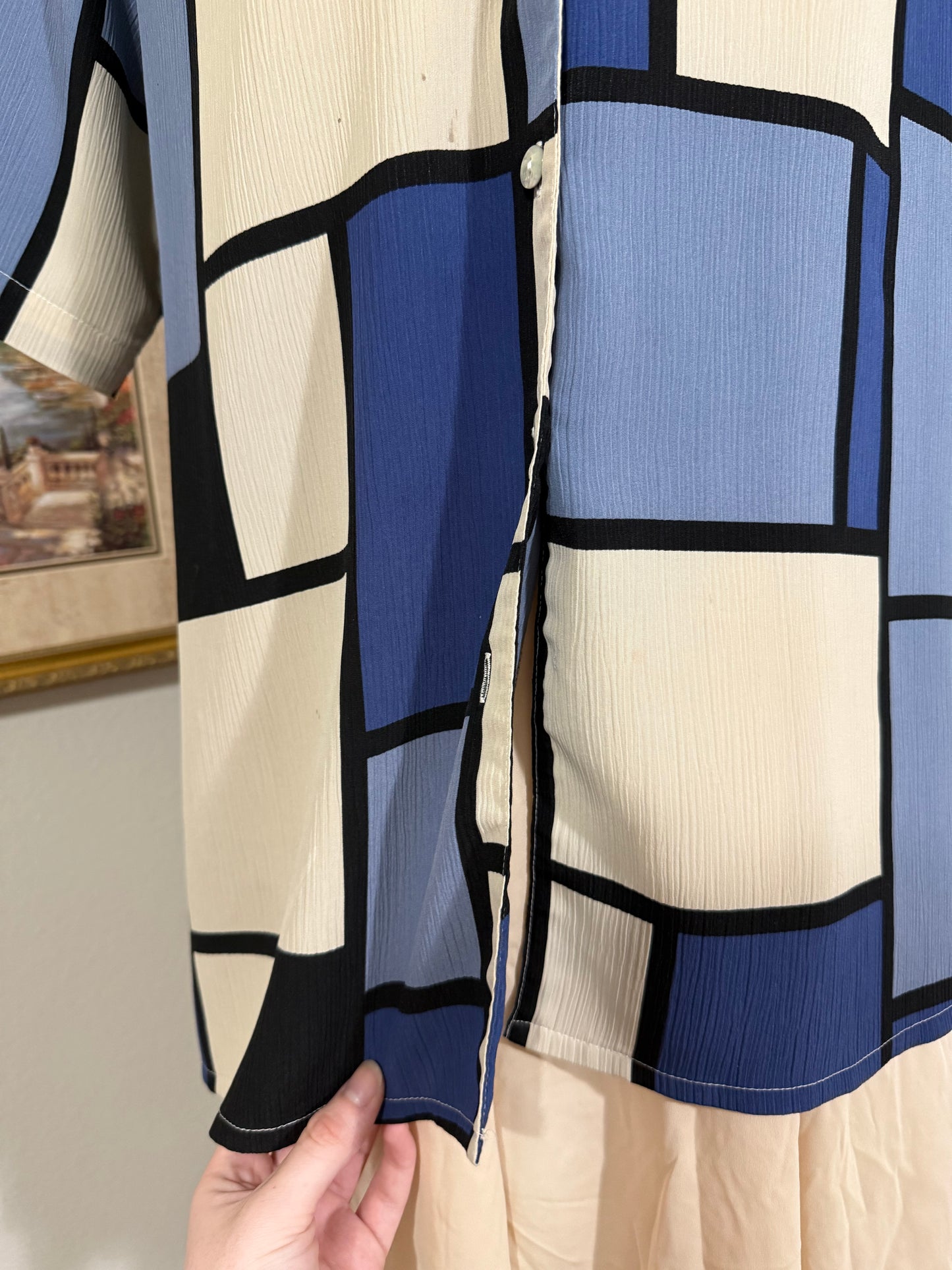 Blue Block Button Up