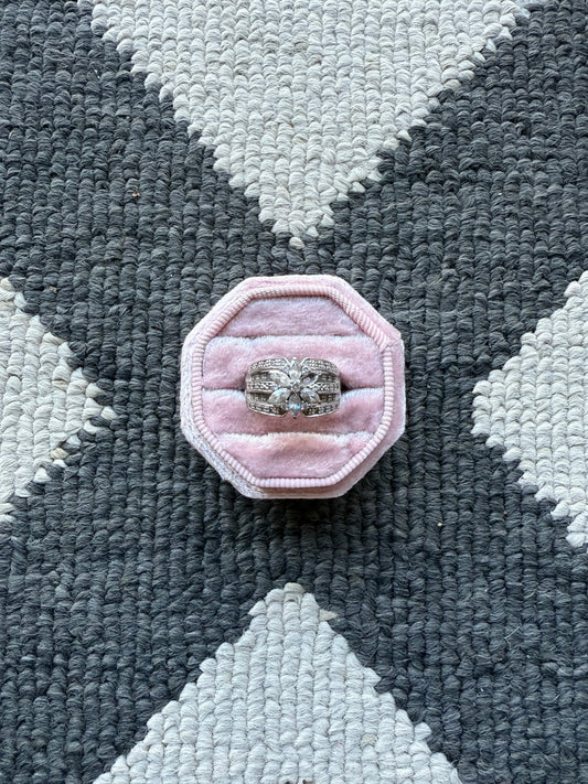 Sterling Crystal Flower Ring (5.5)