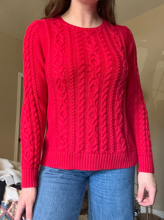 Red Cable Knit Sweater