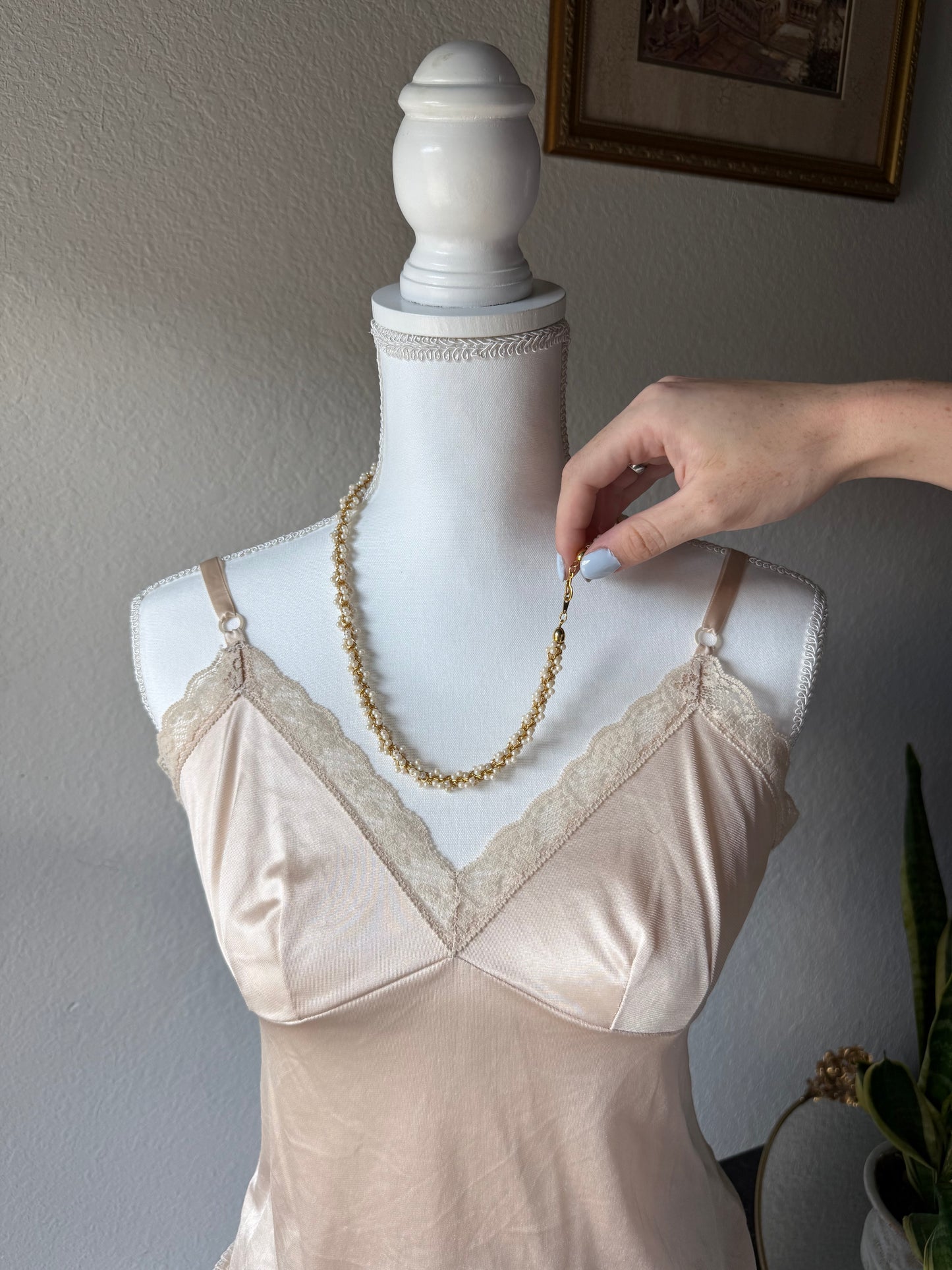 Gold Beaded Pearl Necklace