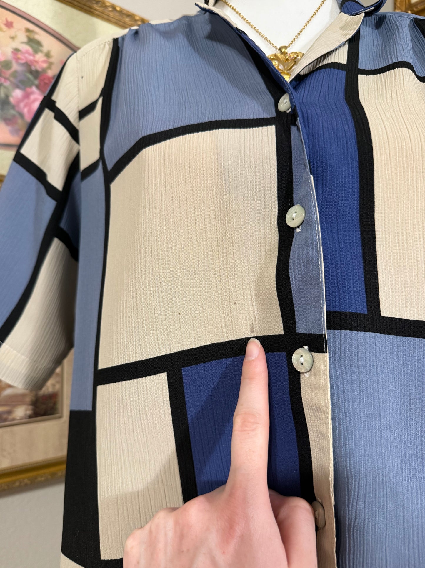 Blue Block Button Up