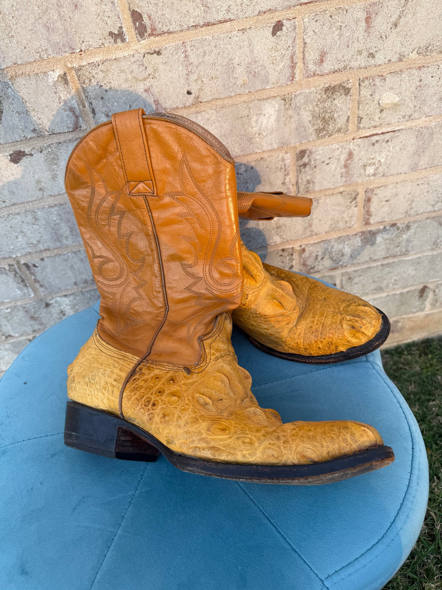 Yellow Ostrich Boots