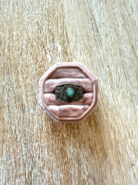 Sterling Turquoise Filigree Ring (8-9.5)