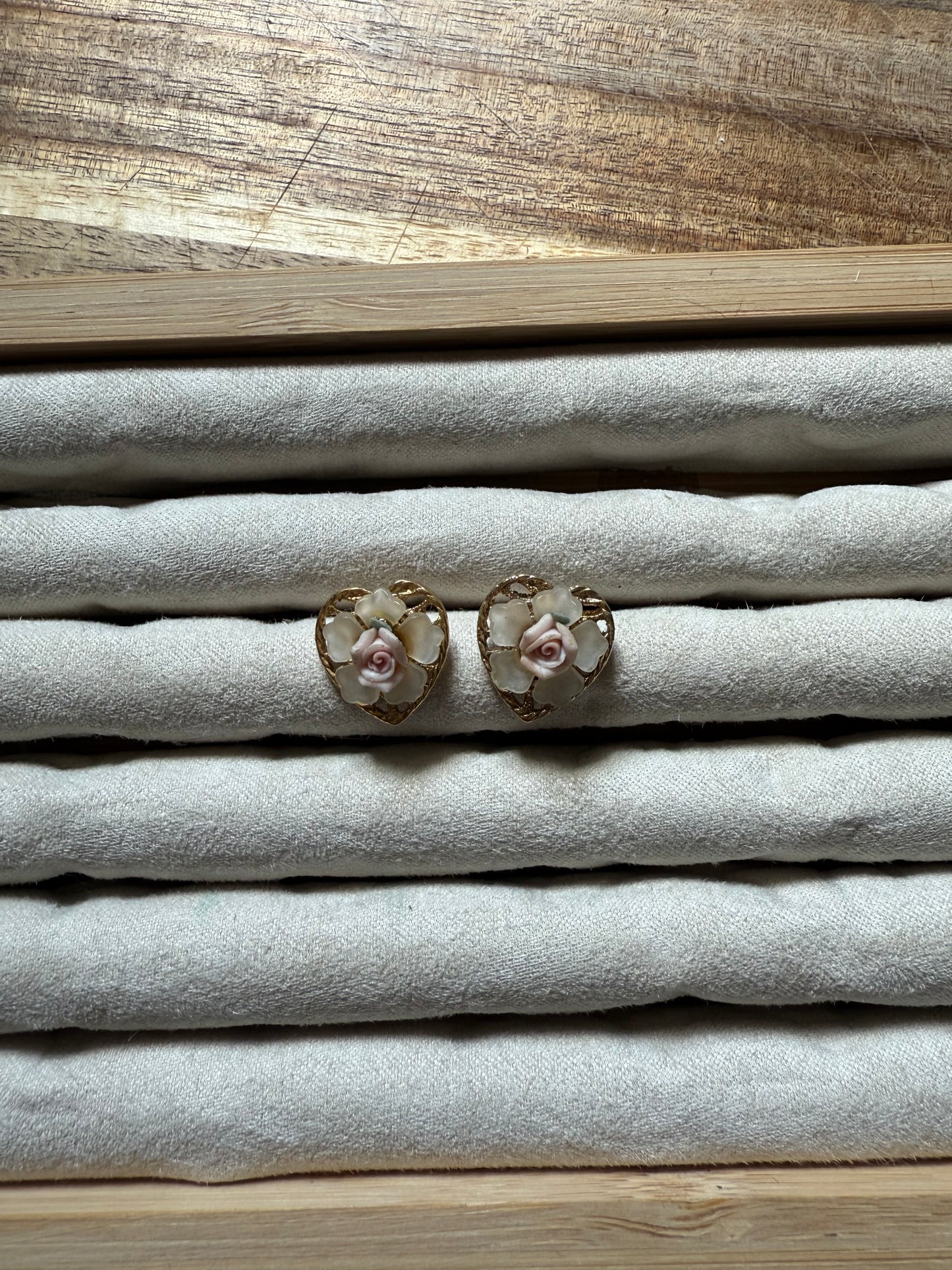 Rose Heart Studs