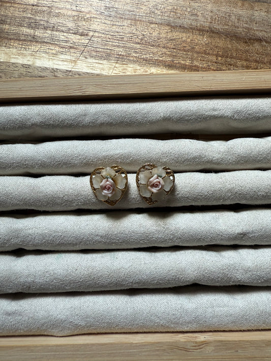Rose Heart Studs