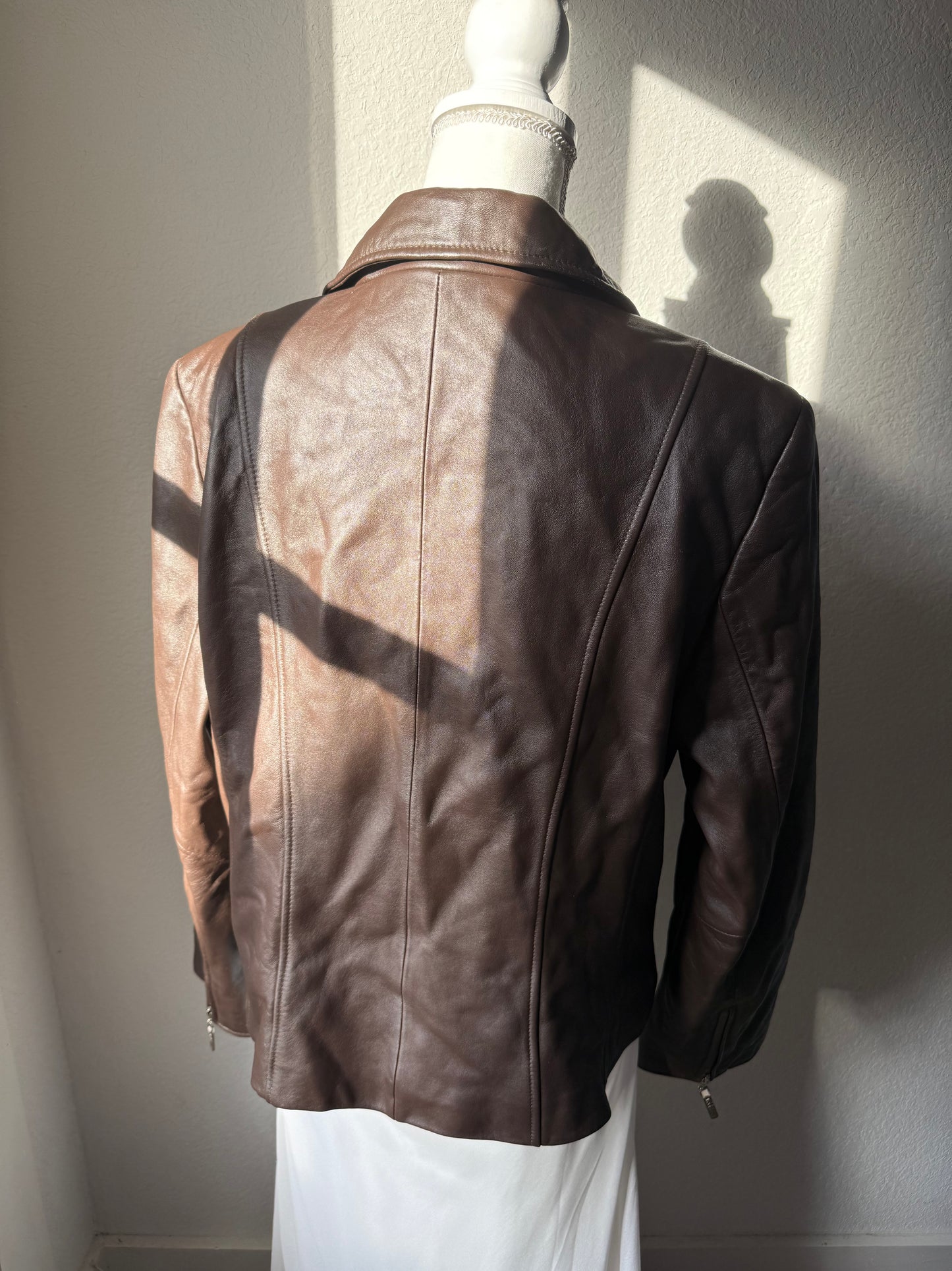 Brown Pamela McCoy Leather Jacket