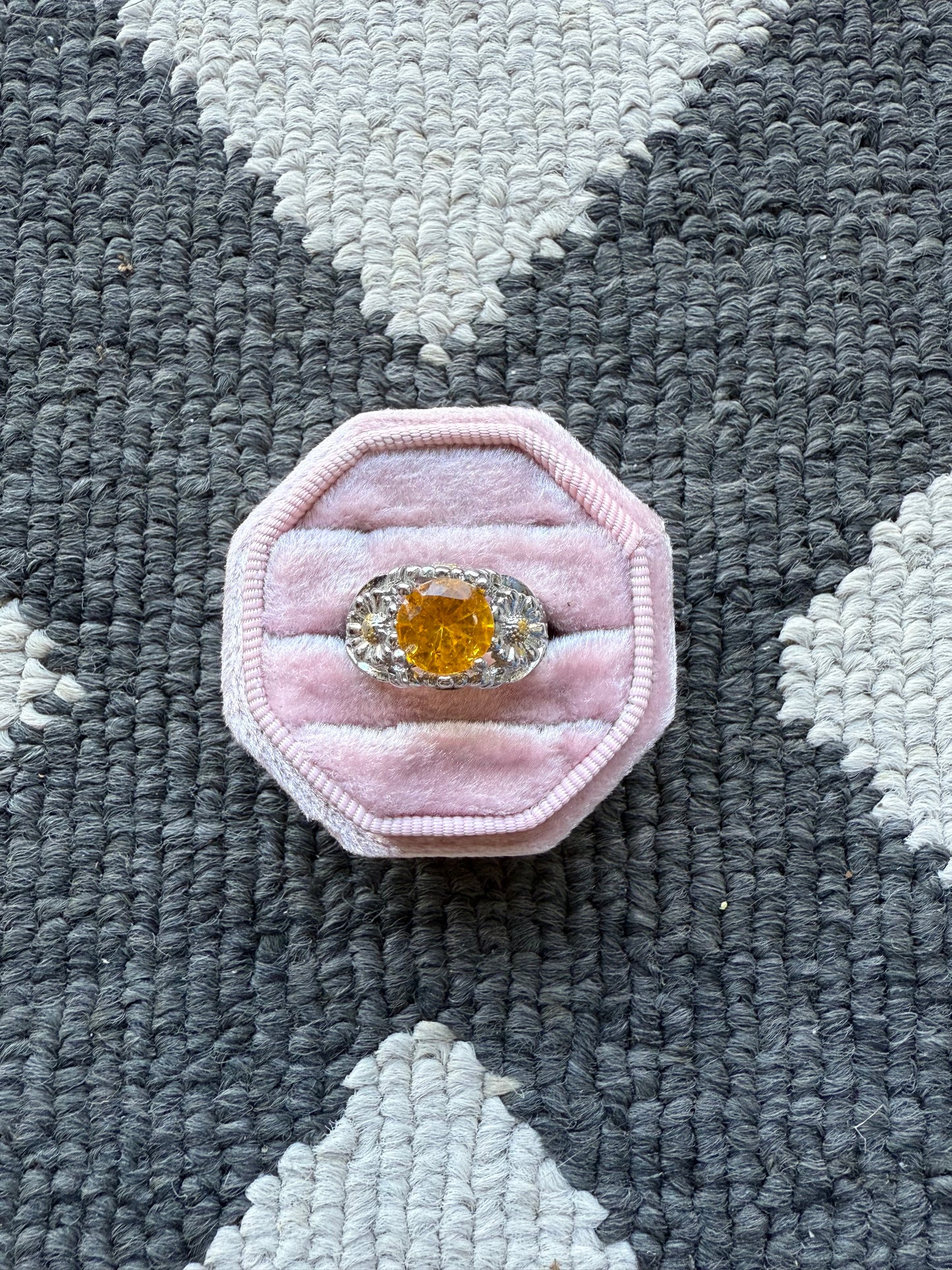 Sterling Orange Floral Ring (6.5)