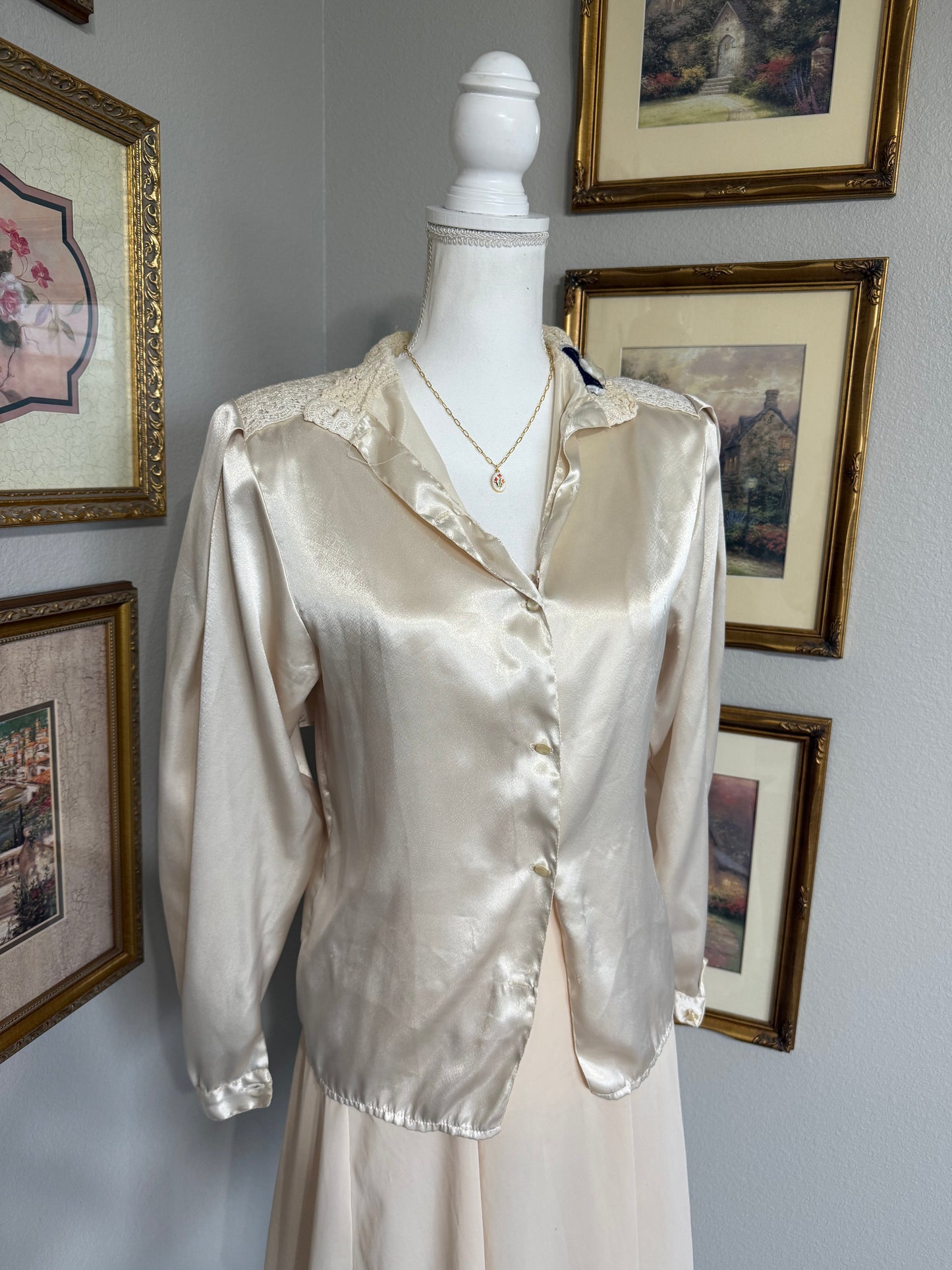 White Silk Lace Top