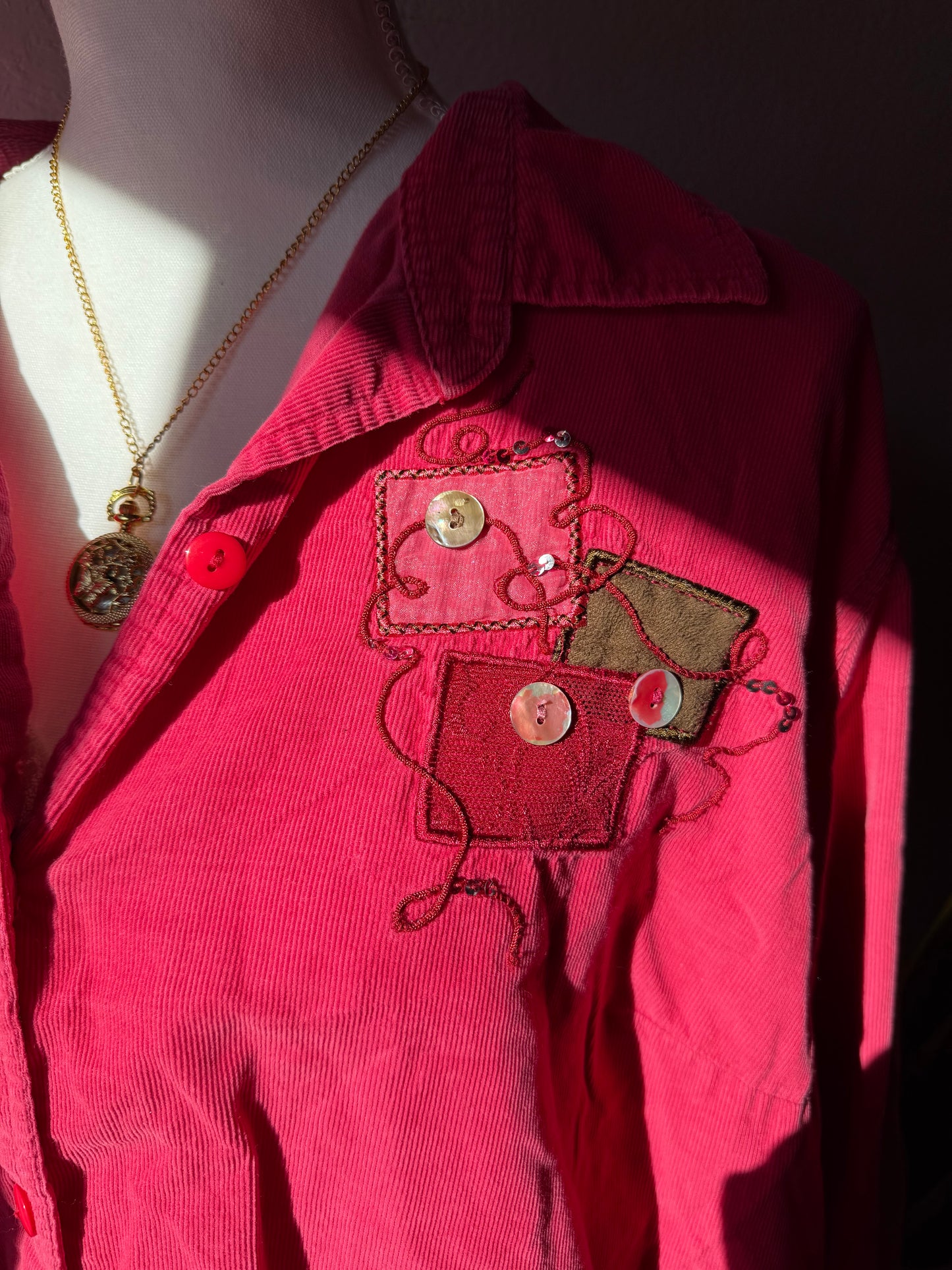 Pink Corduroy Button Up
