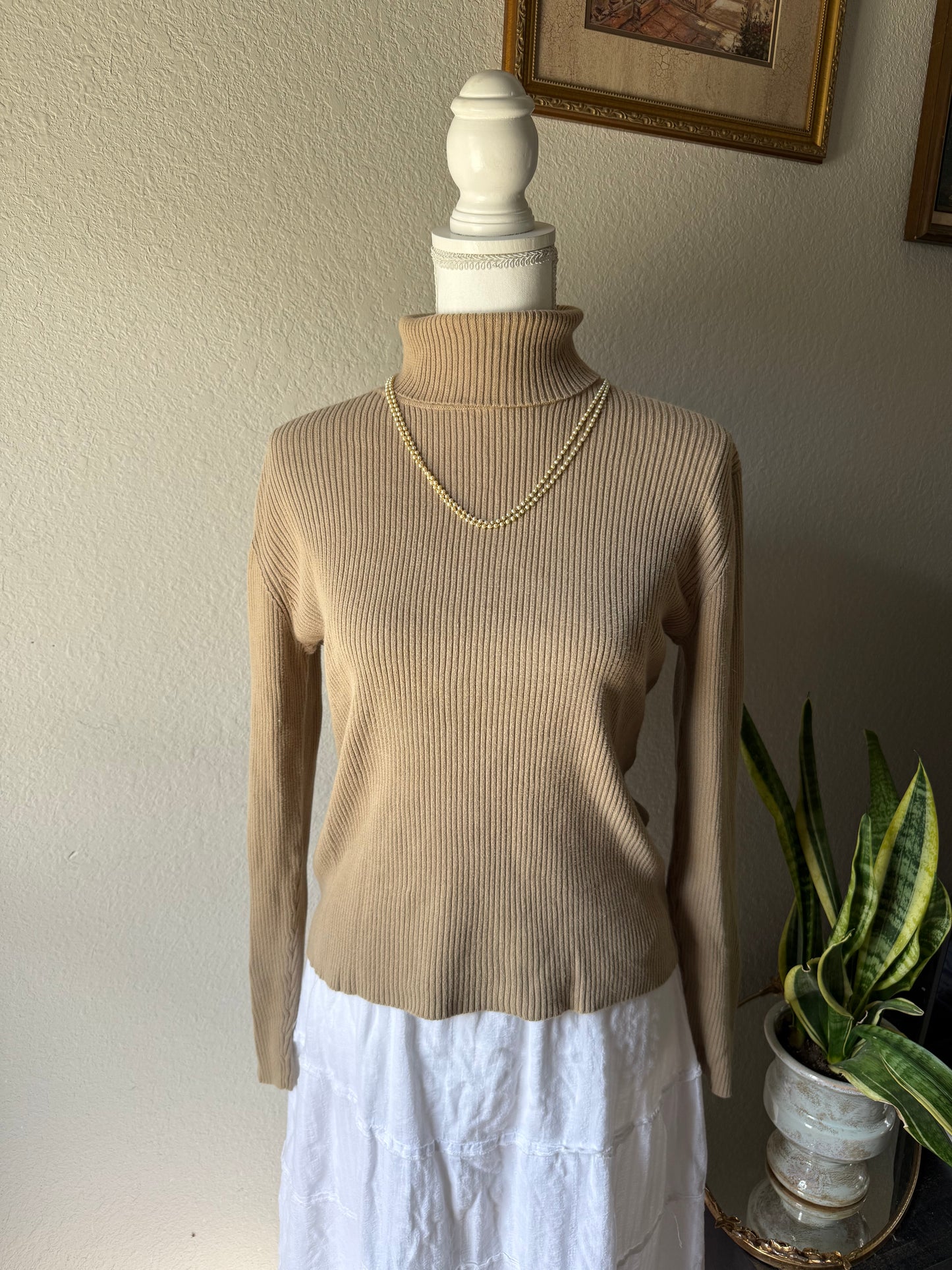L - Tan Turtleneck