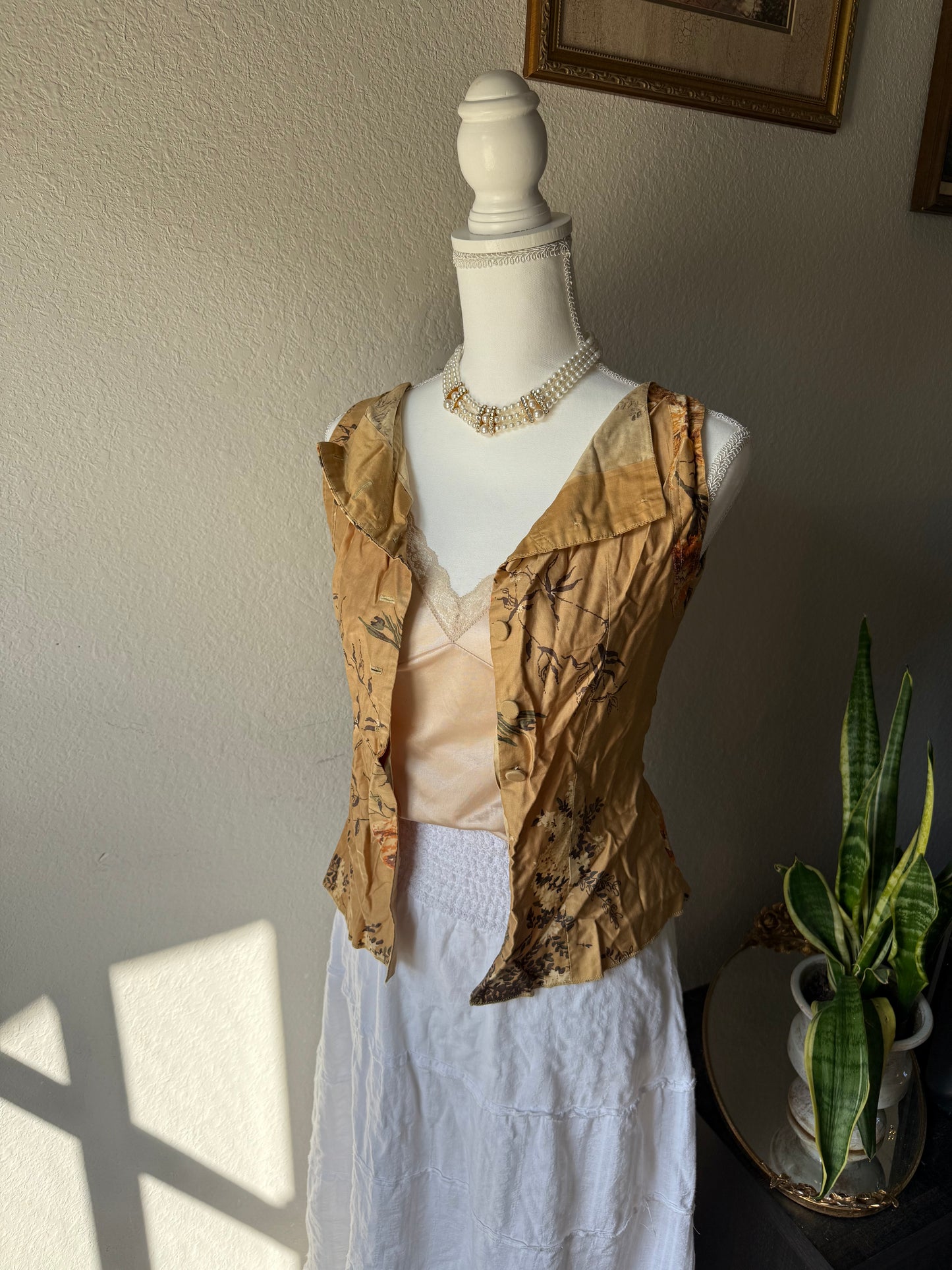 S - Gold Floral Vest