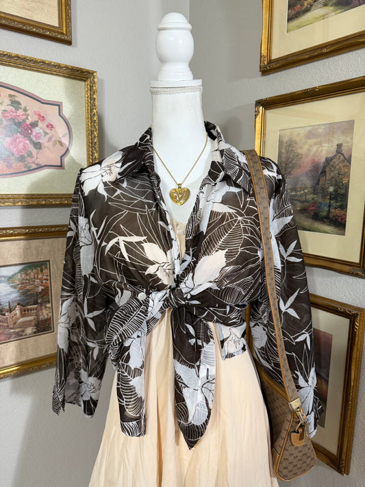 Sheer Hawaiian Button Up