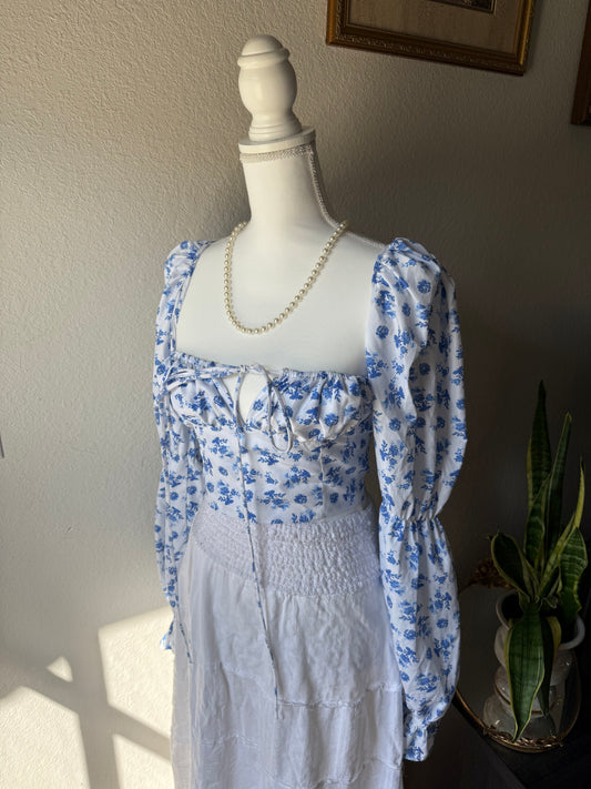 M - Blue Floral Top