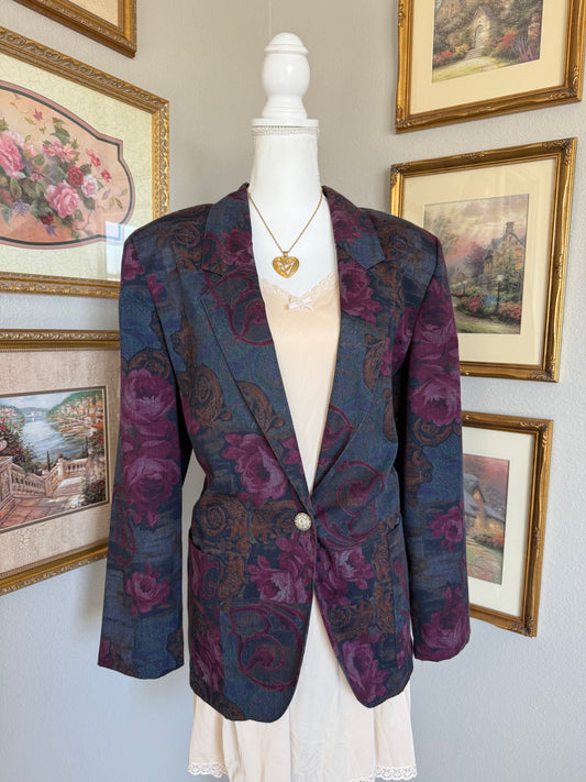 Dark Purple Floral Blazer