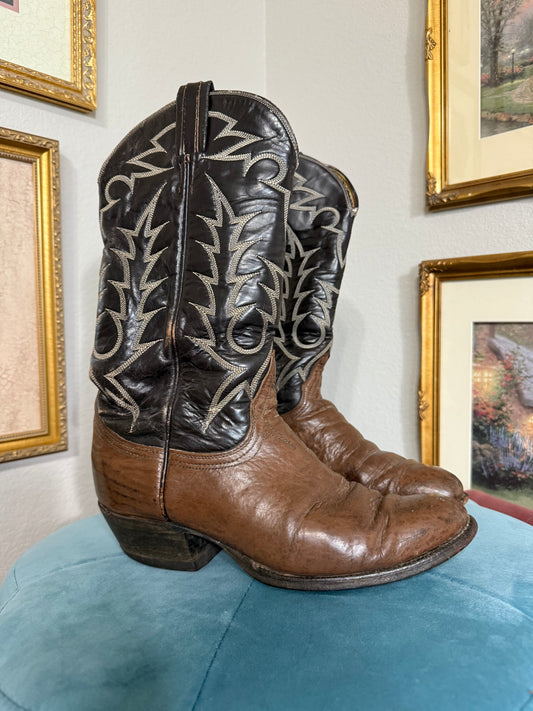Vintage Tony Lama Two Tone Western Cowboy Boots