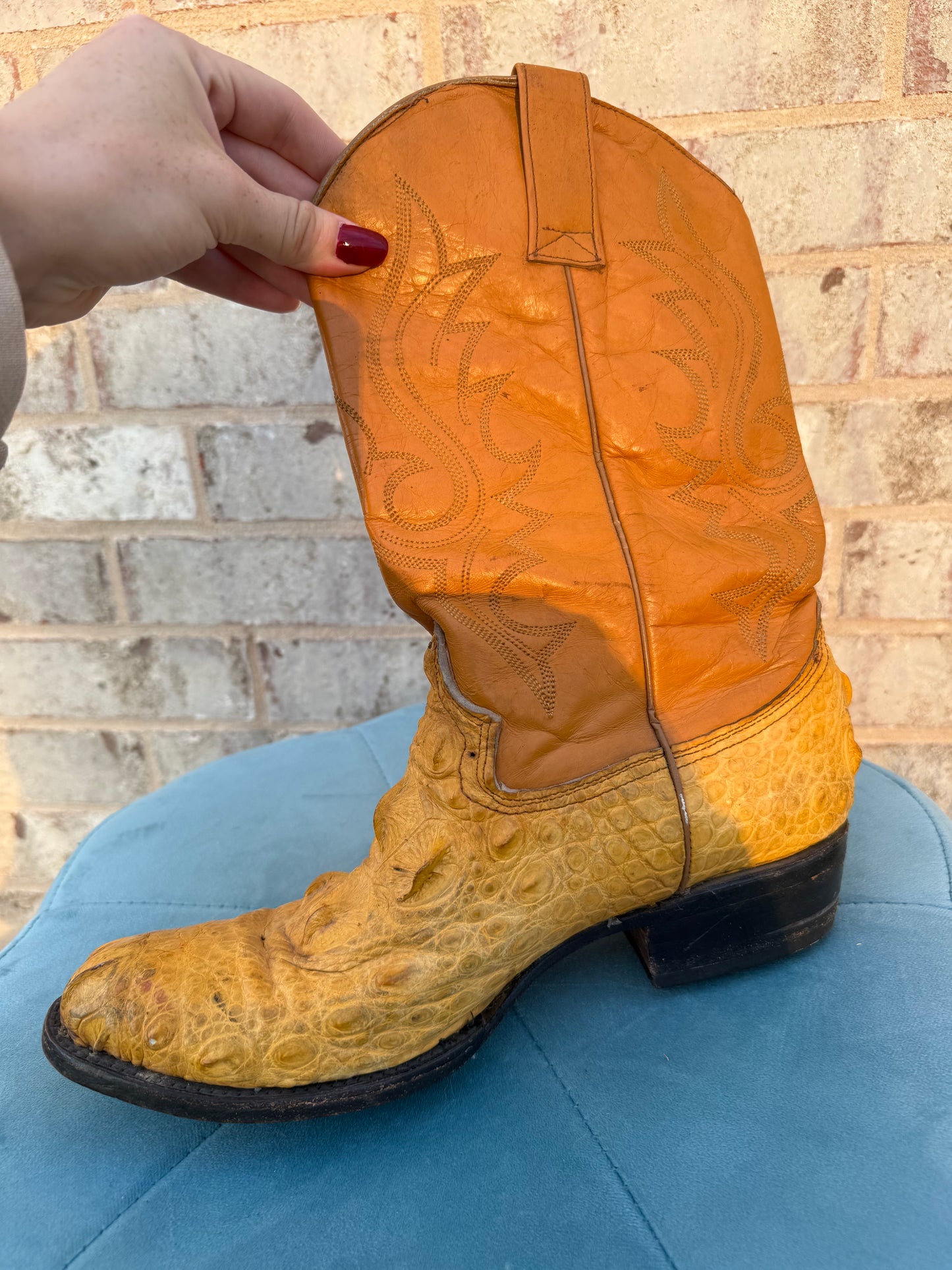 Yellow Ostrich Boots