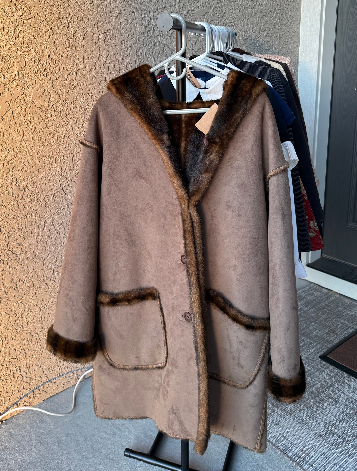 Faux Fur Panel Coat