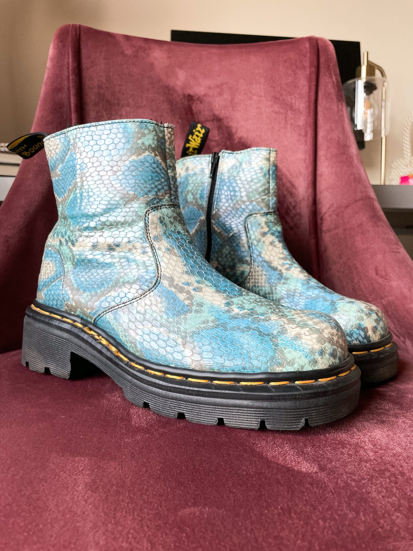 Blue Snakeskin Boots