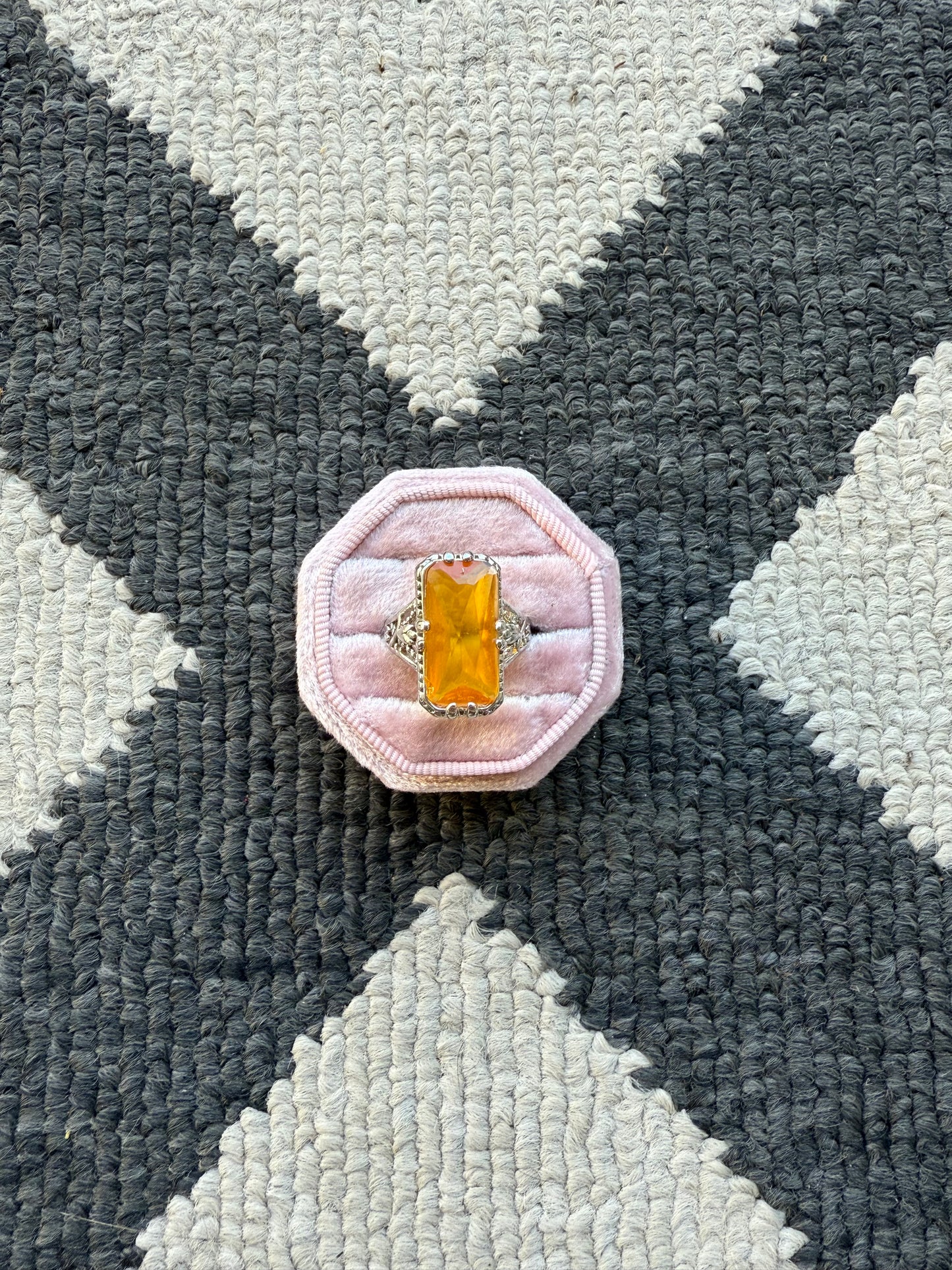 Sterling Orange Filigree Ring (7.25)