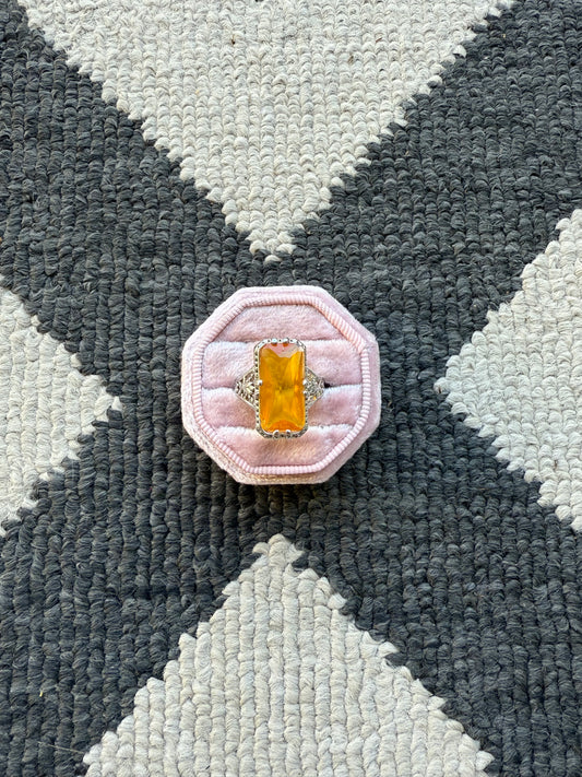 Sterling Orange Filigree Ring (7.25)