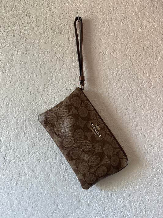 Coach Brown Monogram Wristlet
