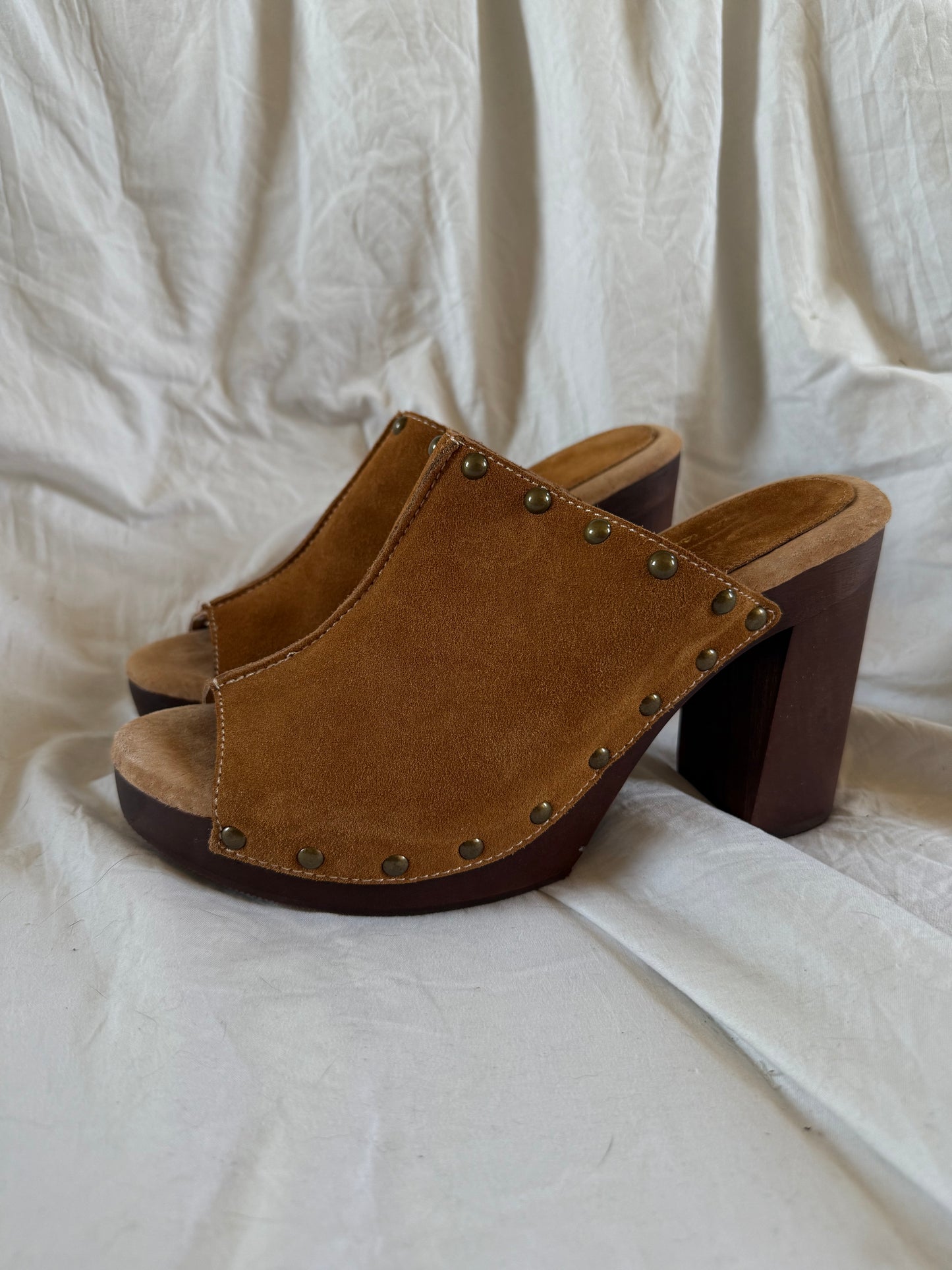 Tan Studded Mules