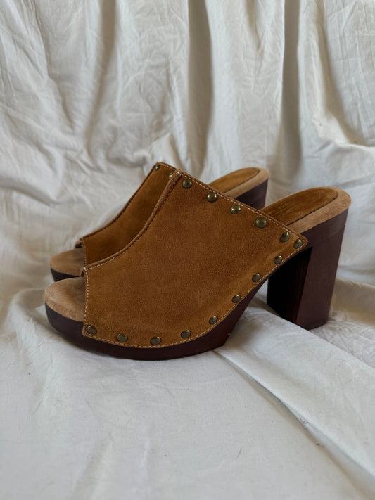 Tan Studded Mules