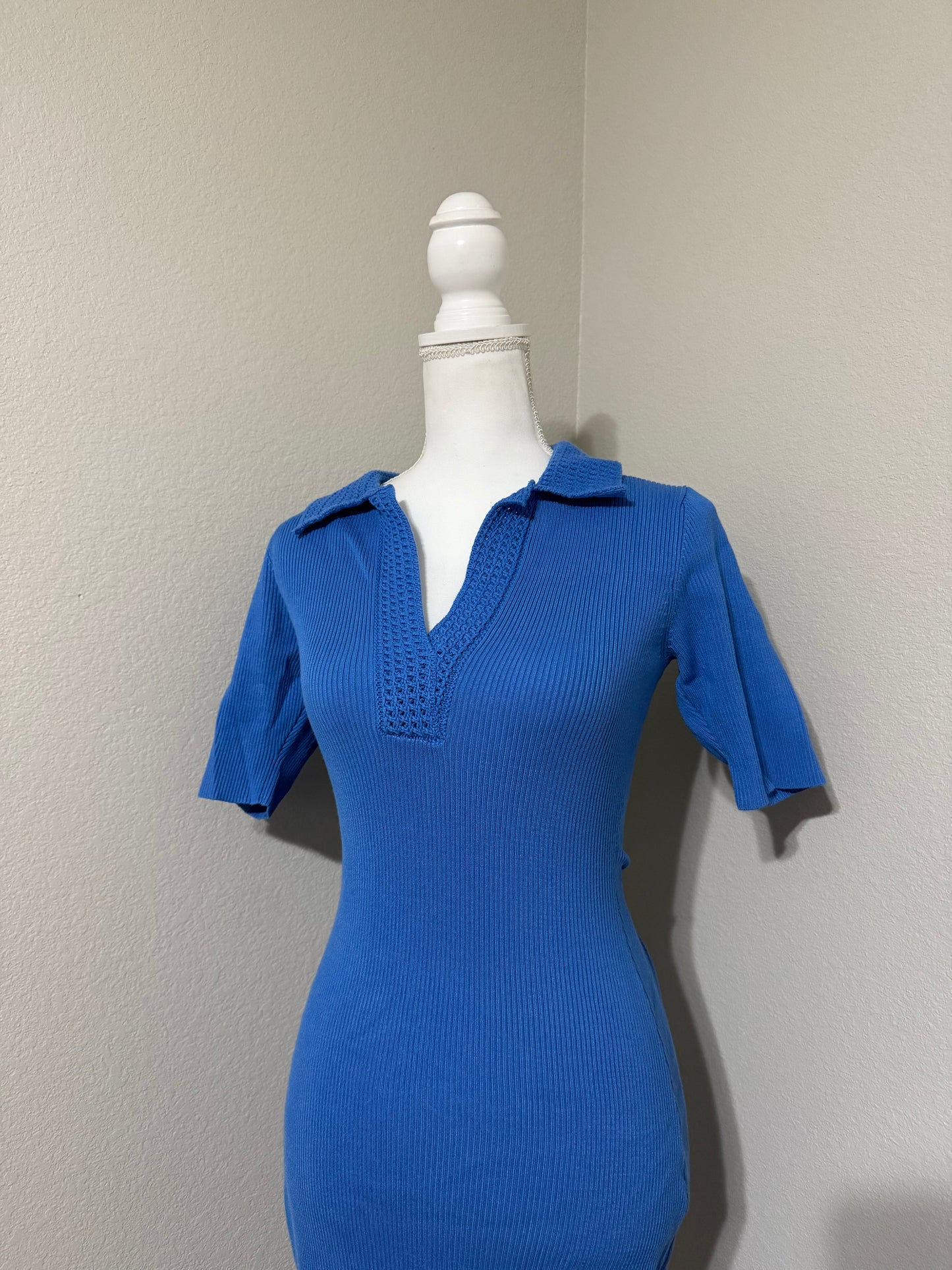 Caroline Constas Blue Knit Dress