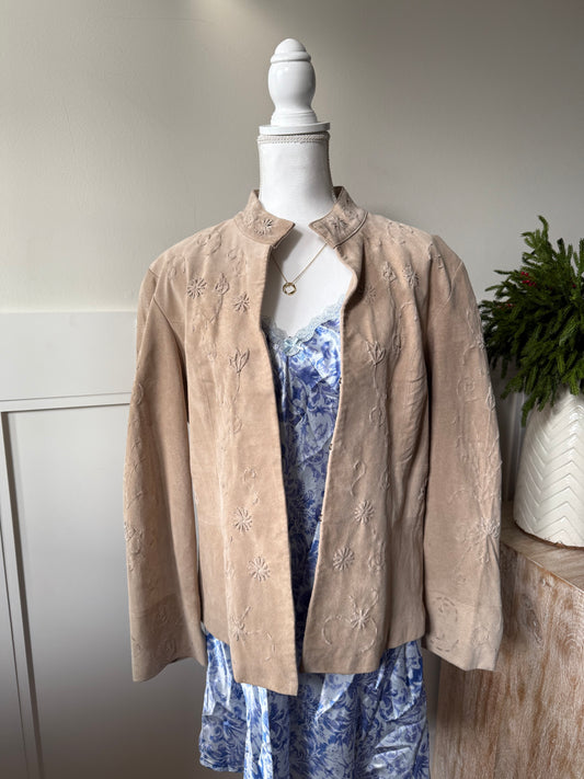 Suede Floral Embroidered Jacket