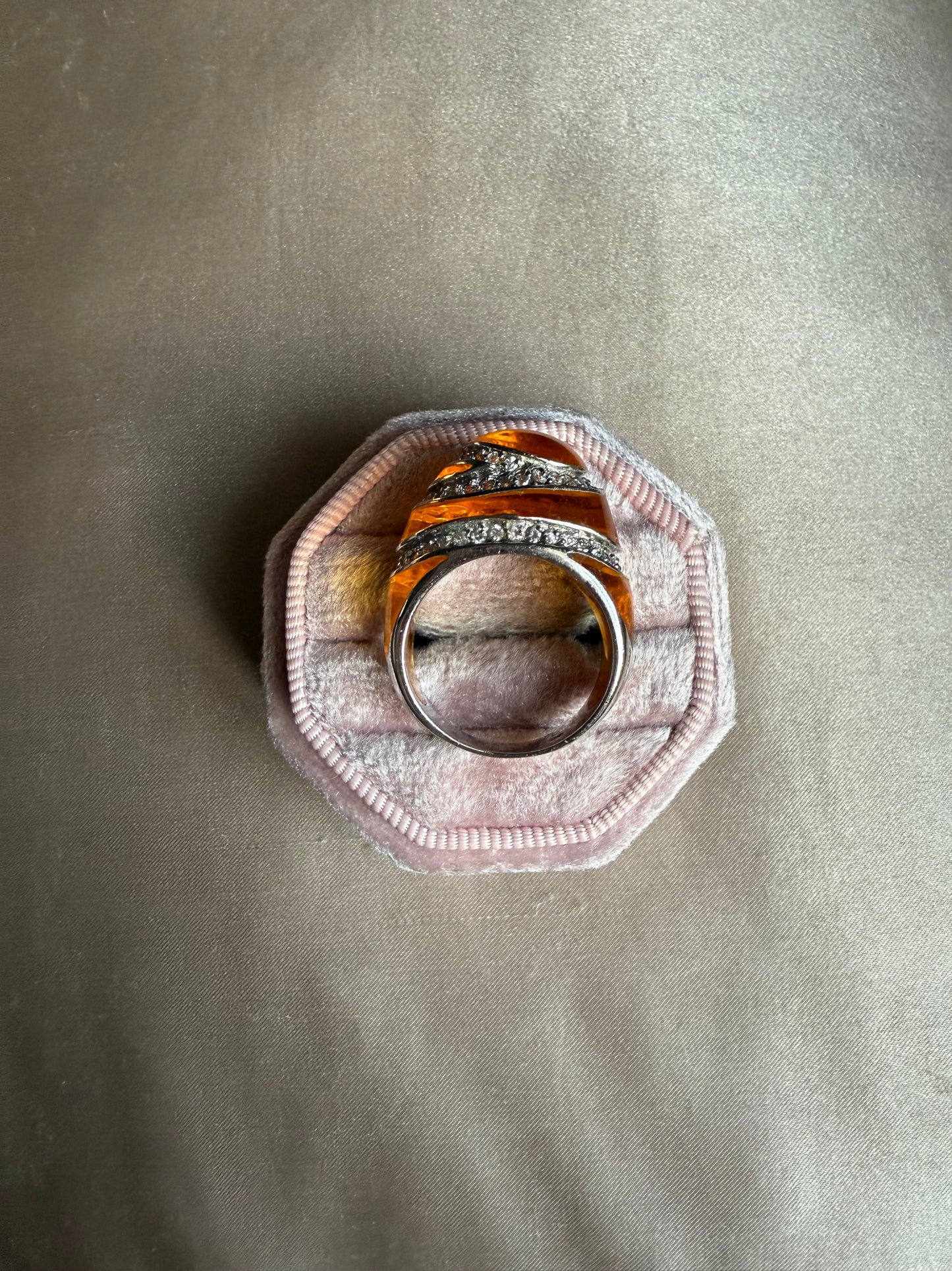 Sterling Amber Funky Ring (8.5)