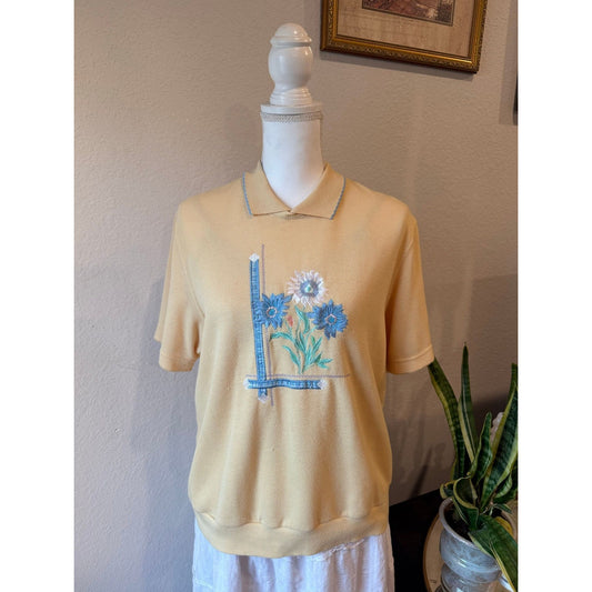 Embroidered Floral Polo