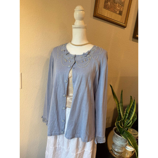 Periwinkle Beaded Lace Top